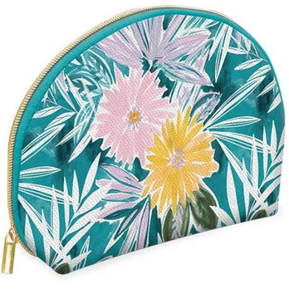Canvas Cosmetic Bag | Teal Floral
